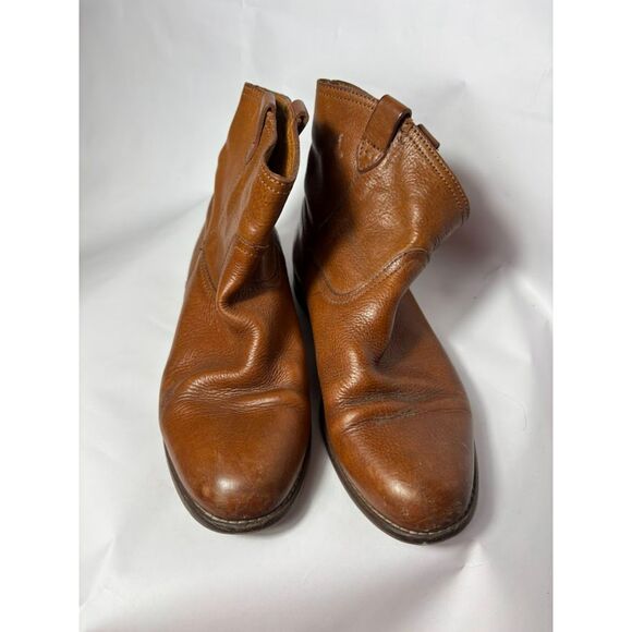 Madewell Boots Women's Size 8.5 Brown Cognac Otis Leather Pull On Western Bootie - Picture 3 of 8